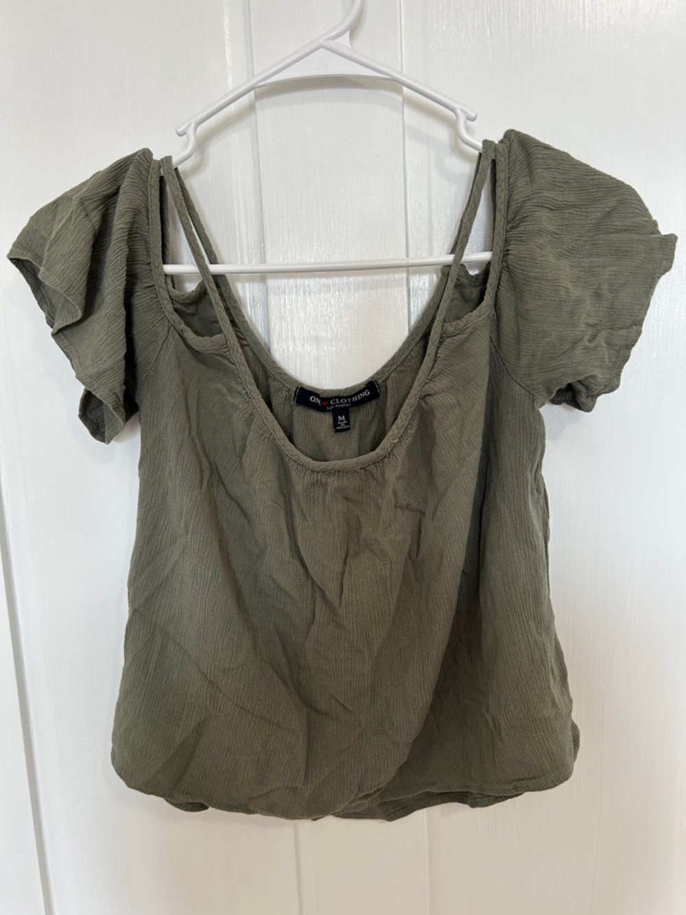 One Clothing Olive Green Off-Shoulder Camisole Top